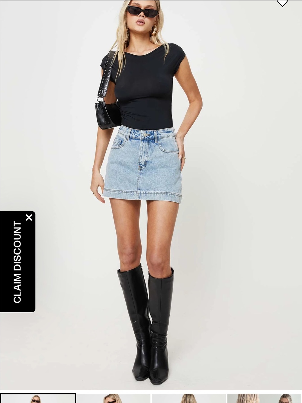 Princess Polly Gazelle Denim Skort Light Wash